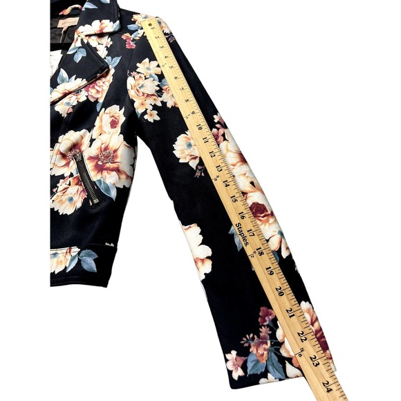 Philosophy Faux suede floral print moto jacket, size small - Picture 10 of 12